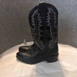 Double-H Cowboy/Boots. Steel Western- 8.5 D- Black Leather- Mens